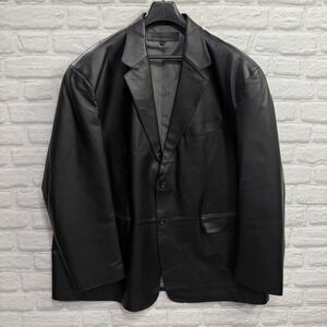 Stafford Essentials Mens 3XLT Black Leather Blazer Sport Coat Jacket Lined - NEW